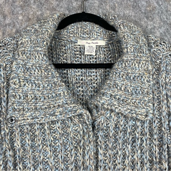 Free People Wool Blend Knitted Chunky Boxy Cozy Long Cardigan Sweater - M - Picture 7 of 16
